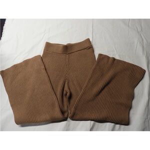 Nordstrom Open Edit Wide Leg Ribbed Knit Pants - Tan